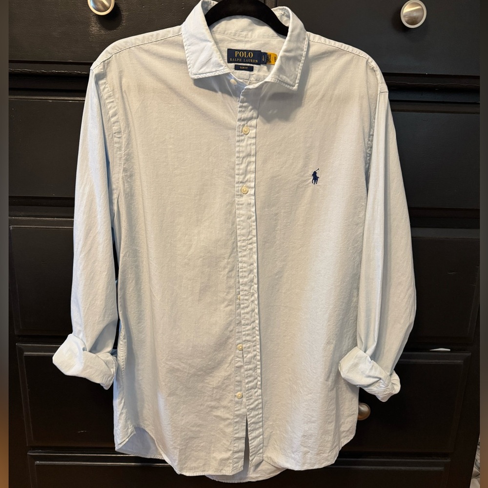 Polo Ralph Lauren Men's Long Leeve Button Up Shirt, Light Blue